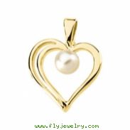 14K Yellow Gold Cultured Pearl Heart Pendant