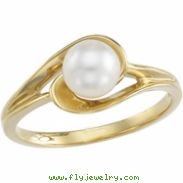 14K Yellow Gold Cultured Pearl Ring