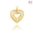 14K Yellow Gold Cut-Out Filigree Heart Charm