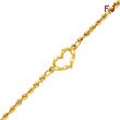 14K Yellow Gold Cut-Out Heart Rope Chain Anklet 10