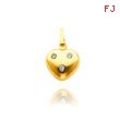 14K Yellow Gold CZ Puffed Heart Charm