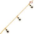 14K Yellow Gold Dangling Enameled Penguin Anklet