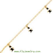 14K Yellow Gold Dangling Enameled Penguin Anklet