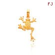 14K Yellow Gold Detailed Frog Pendant