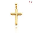 14K Yellow Gold Detailed Polished Cross Pendant