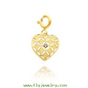 14K Yellow Gold Diamond-Accented Heart Charm