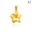14K Yellow Gold Diamond-Cut & Satin Plumeria Charm