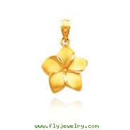 14K Yellow Gold Diamond-Cut & Satin Plumeria Charm