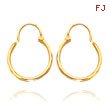 14K Yellow Gold Diamond Cut 1.50x15mm Hoops