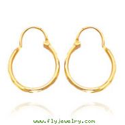 14K Yellow Gold Diamond Cut 1.50x15mm Hoops