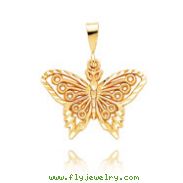 14K Yellow Gold Diamond-Cut Butterfly Pendant