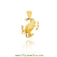 14K Yellow Gold Diamond Cut Crab Charm