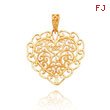 14K Yellow Gold Diamond-Cut Filigree Heart Pendant