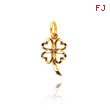 14K Yellow Gold Diamond-Cut Heart Clover Charm