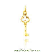 14K Yellow Gold Diamond Cut Key Charm