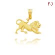 14K Yellow Gold Diamond Cut Lion Charm