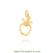 14K Yellow Gold Diamond-Cut Open Apple Charm