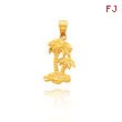 14K Yellow Gold Diamond-Cut Palm Trees Pendant