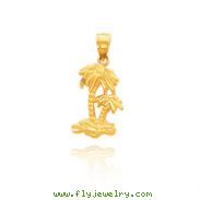 14K Yellow Gold Diamond-Cut Palm Trees Pendant