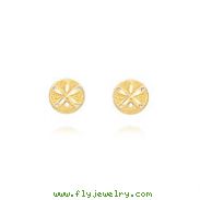 14K Yellow Gold Diamond Cut Sand Dollar Post Earrings