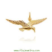 14K Yellow Gold Diamond-Cut Seagull Charm
