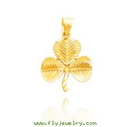 14K Yellow Gold Diamond-Cut Shamrock Pendant