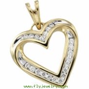 14K Yellow Gold Diamond Heart Pendant