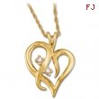 14K Yellow Gold Diamond Heart Pendant With Chain