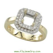 14K Yellow Gold Diamonds Semi-Mount Ring