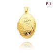 14K Yellow Gold Domed Oval-Shaped Scroll Design Locket