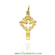 14K Yellow Gold Dove Cross Charm