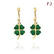 14K Yellow Gold Enameled 4-Leaf Clover Leverback Earrings