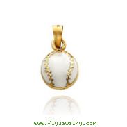 14K Yellow Gold Enameled Baseball Charm