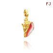 14K Yellow Gold Enameled Conch Shell Pendant