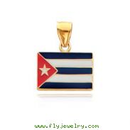 14K Yellow Gold Enameled Cuba Flag Pendant