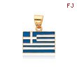 14K Yellow Gold Enameled Greece Flag Pendant