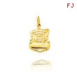14K Yellow Gold Engraveable Police Badge Charm