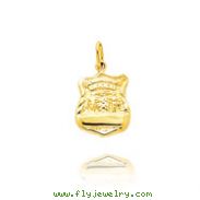 14K Yellow Gold Engraveable Police Badge Charm