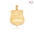 14K Yellow Gold Engraveable Police Badge Pendant