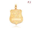 14K Yellow Gold Engraveable Police Badge Pendant