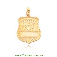 14K Yellow Gold Engraveable Police Badge Pendant