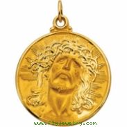 14K Yellow Gold Face Of Jesus (ecce Homo) Pendant