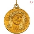 14K Yellow Gold Face Of Jesus (ecce Homo) Pendant