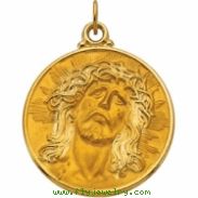 14K Yellow Gold Face Of Jesus (ecce Homo) Pendant