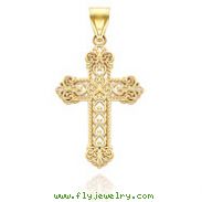 14K Yellow Gold Fancy Design Cross Charm