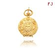 14K Yellow Gold Fancy Pocket Watch Design Domed Locket Pendant