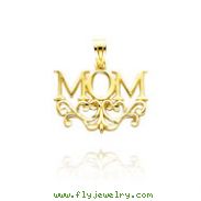 14K Yellow Gold Fancy Polished "Mom" Pendant