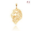 14K Yellow Gold Filigree Lion Head Pendant