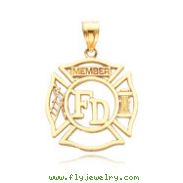 14K Yellow Gold Fire Department Member Charm