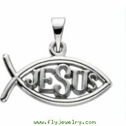 14K Yellow Gold Fish With ""jesus"" Pendant